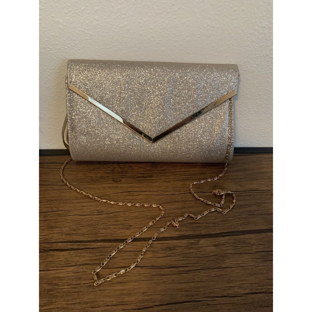 Ardene Handbag Women Small Metallic Gold Chain Purse Satchel Bag